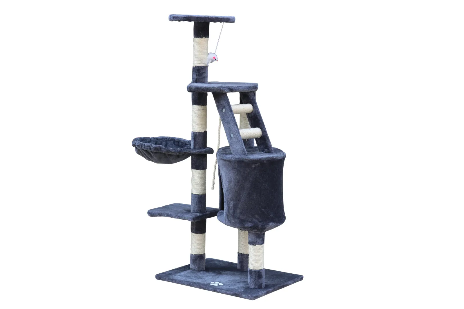 120cm Tall Multi-Level Cat Scratching Tree with Plush, Grey