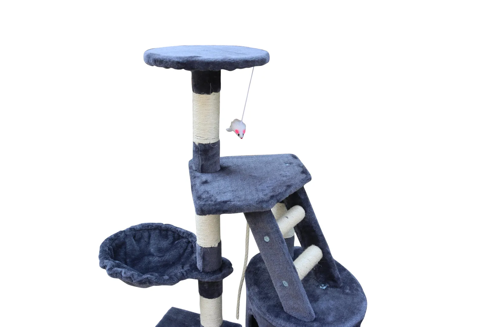 120cm Tall Multi-Level Cat Scratching Tree with Plush, Grey