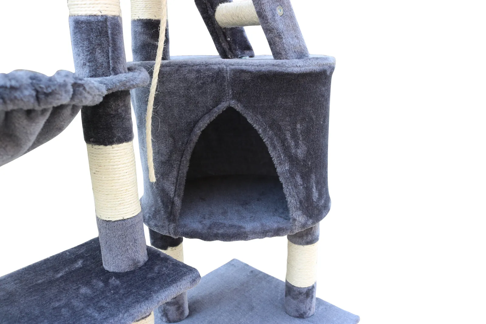 120cm Tall Multi-Level Cat Scratching Tree with Plush, Grey