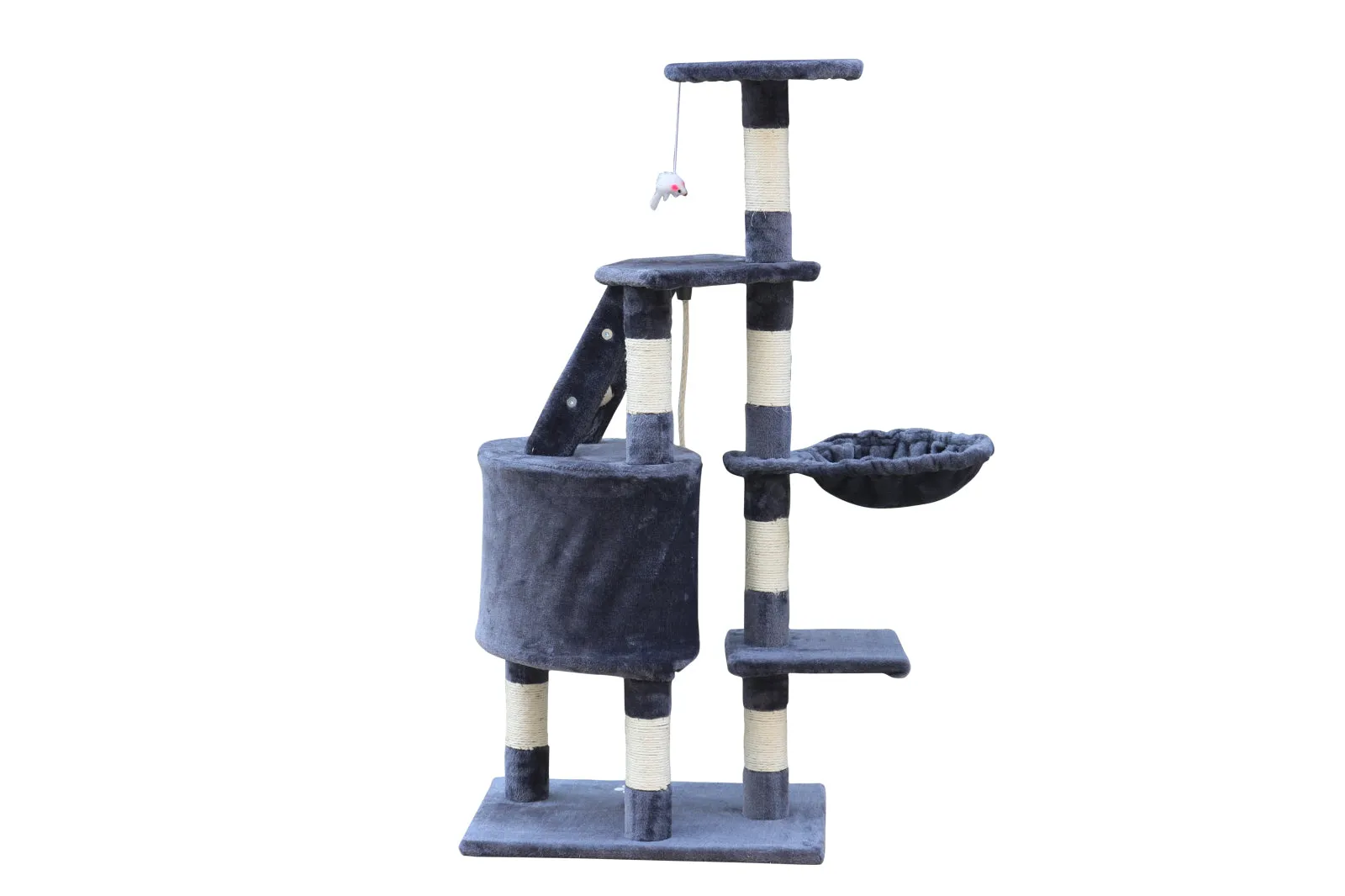 120cm Tall Multi-Level Cat Scratching Tree with Plush, Grey