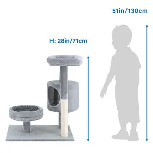 28"  High Cat Tree with Platform and Scratching Posts