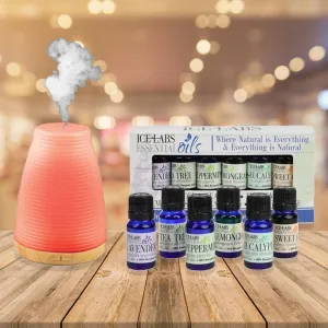 6-Pack: Ice Labs Essential Oils with Relaxing Essential Oil Diffuser