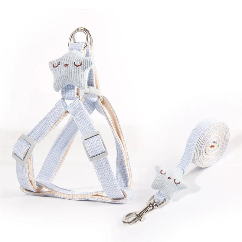 Adjustable Starfish-Themed Pet Harness and Leash Set for Small Dogs and Cats