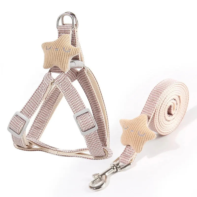 Adjustable Starfish-Themed Pet Harness and Leash Set for Small Dogs and Cats