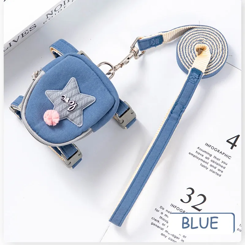 Adorable Pet Harness with Treat Bag