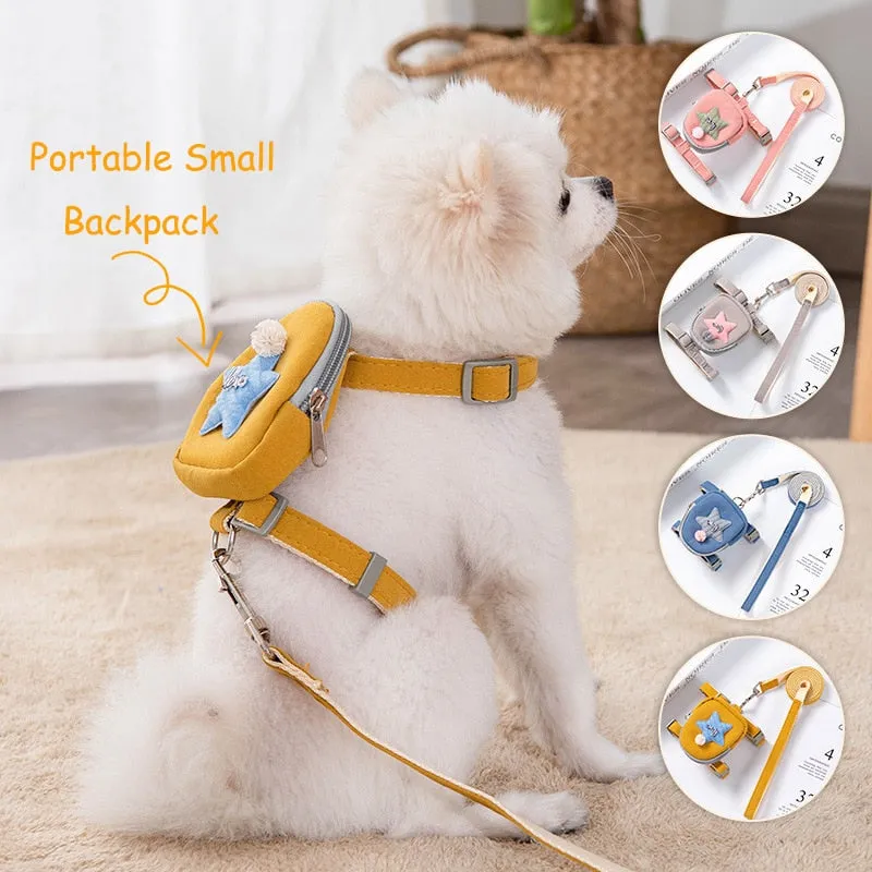 Adorable Pet Harness with Treat Bag