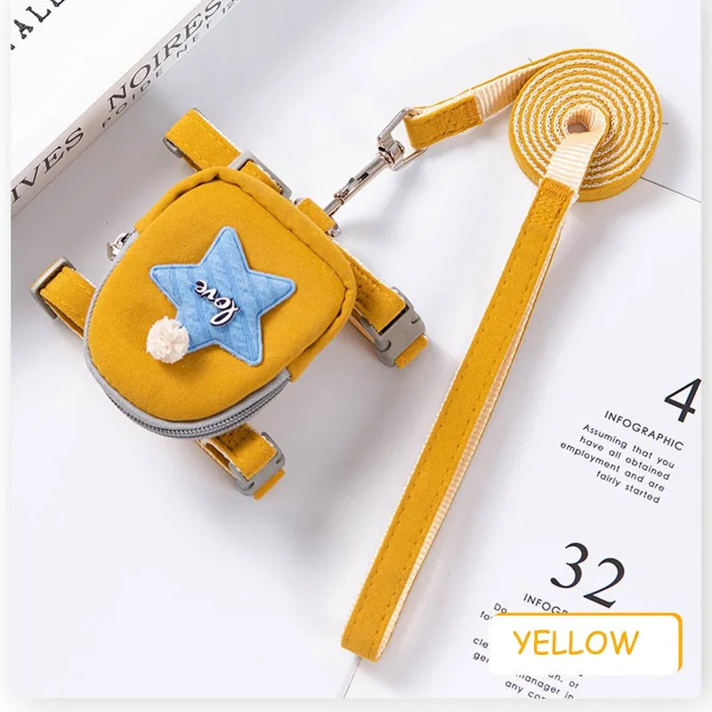 Adorable Pet Harness with Treat Bag