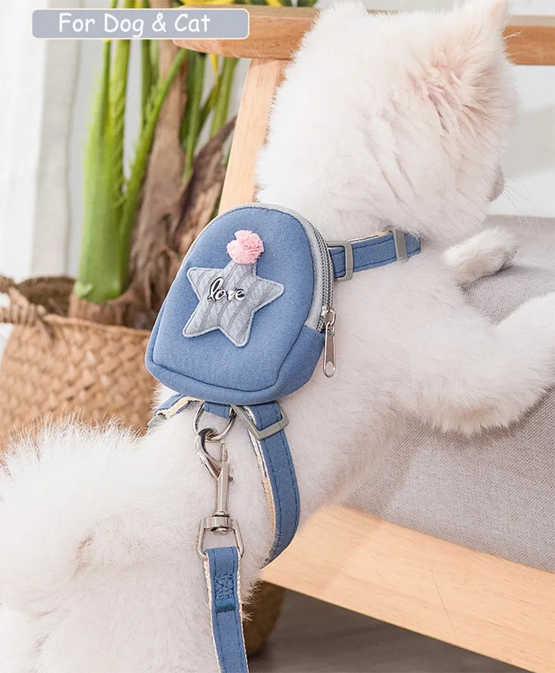 Adorable Pet Harness with Treat Bag