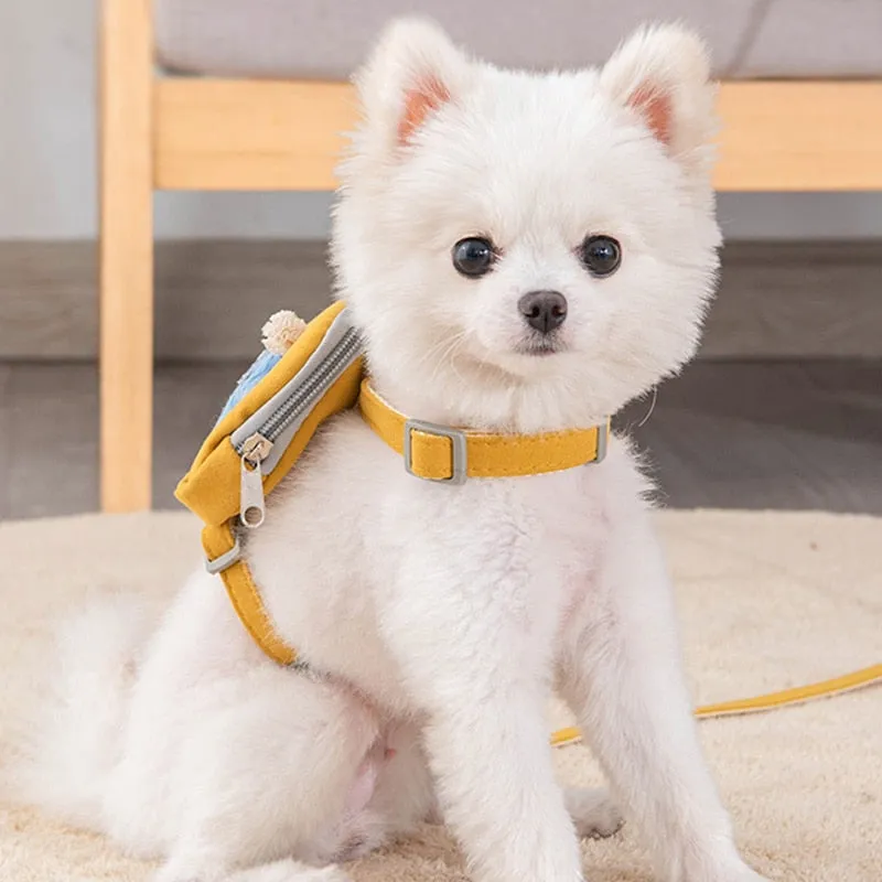 Adorable Pet Harness with Treat Bag