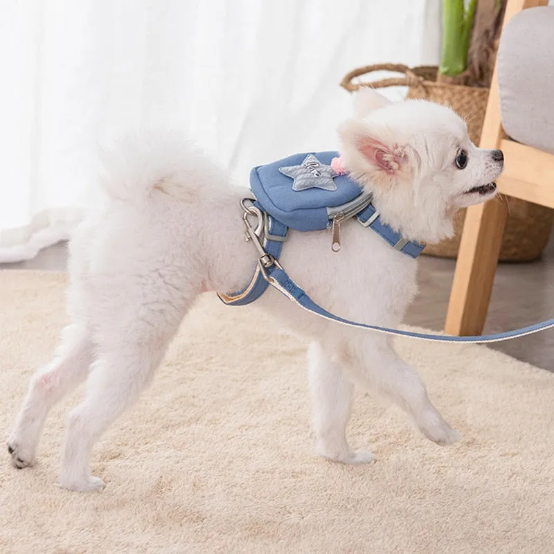 Adorable Pet Harness with Treat Bag