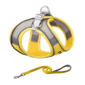 Aiitle Soft Adjustable Mesh Dog Harness Leash Set Yellow