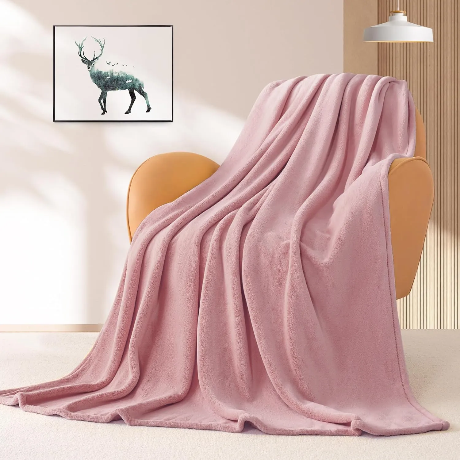BEAUTEX Fleece Blanket Queen Size Super Soft Flannel Throw Blanket Lightweight Fuzzy Plush Blanket for Couch Sofa or Bed All Seasons (Dusty Pink, 90" x 90")