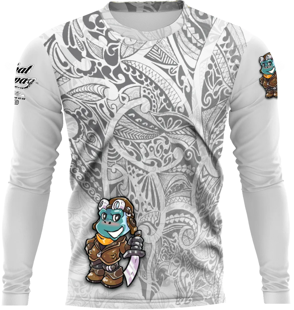 Blue Monkey White Long Sleeve