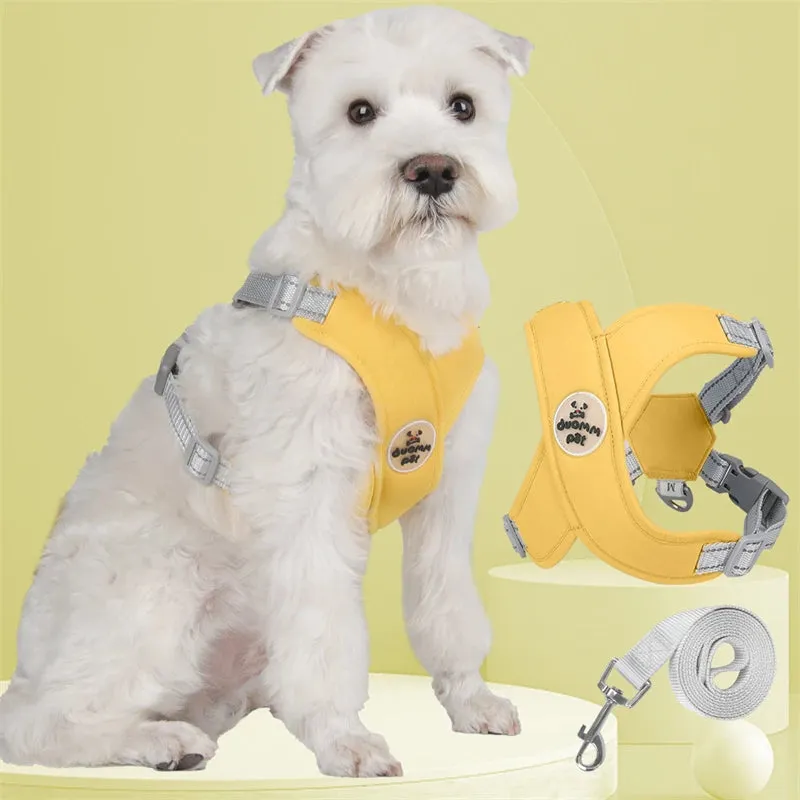 Breathable Mesh Dog Harness Vest with Reflective Leash Set for Small to Medium Dogs and Cats