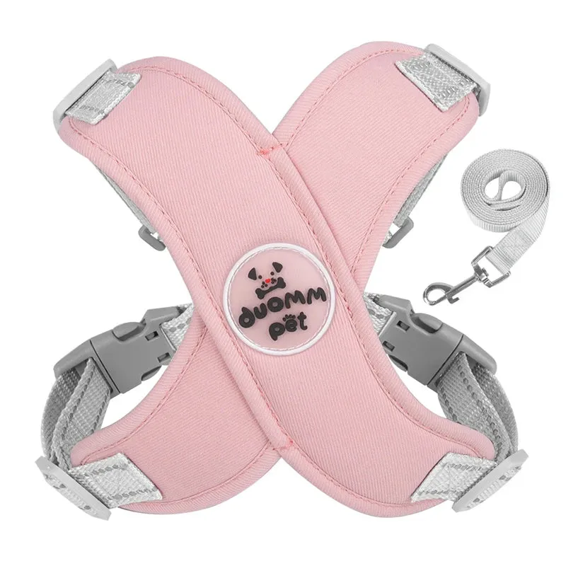 Breathable Mesh Dog Harness Vest with Reflective Leash Set for Small to Medium Dogs and Cats