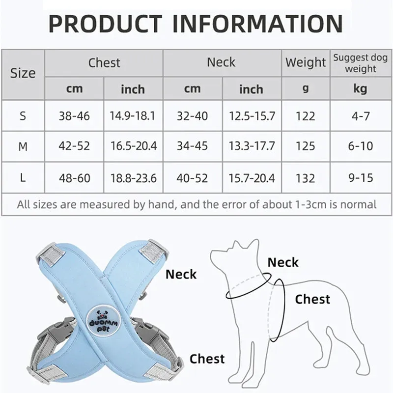 Breathable Mesh Dog Harness Vest with Reflective Leash Set for Small to Medium Dogs and Cats