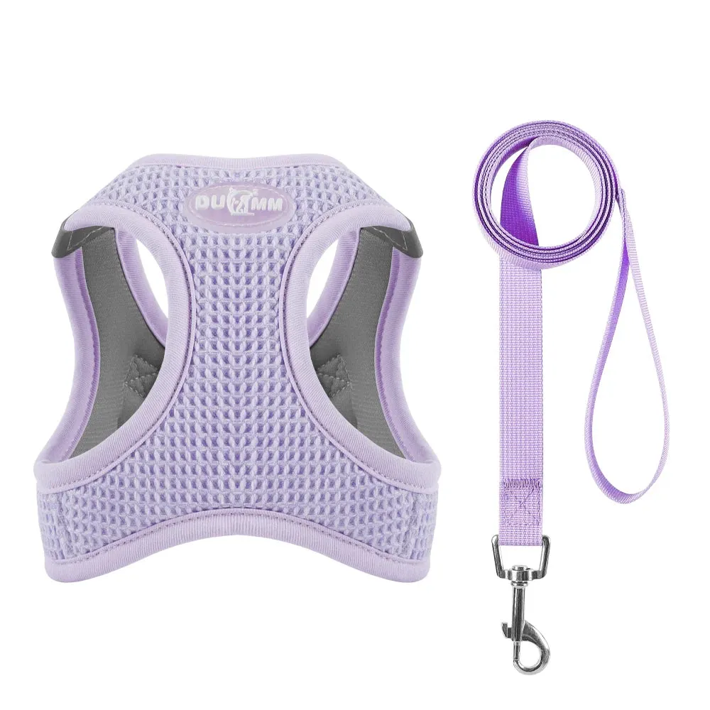 Breathable Waffle Fabric Pet Harness and Leash Set for Small to Medium Dogs and Cats
