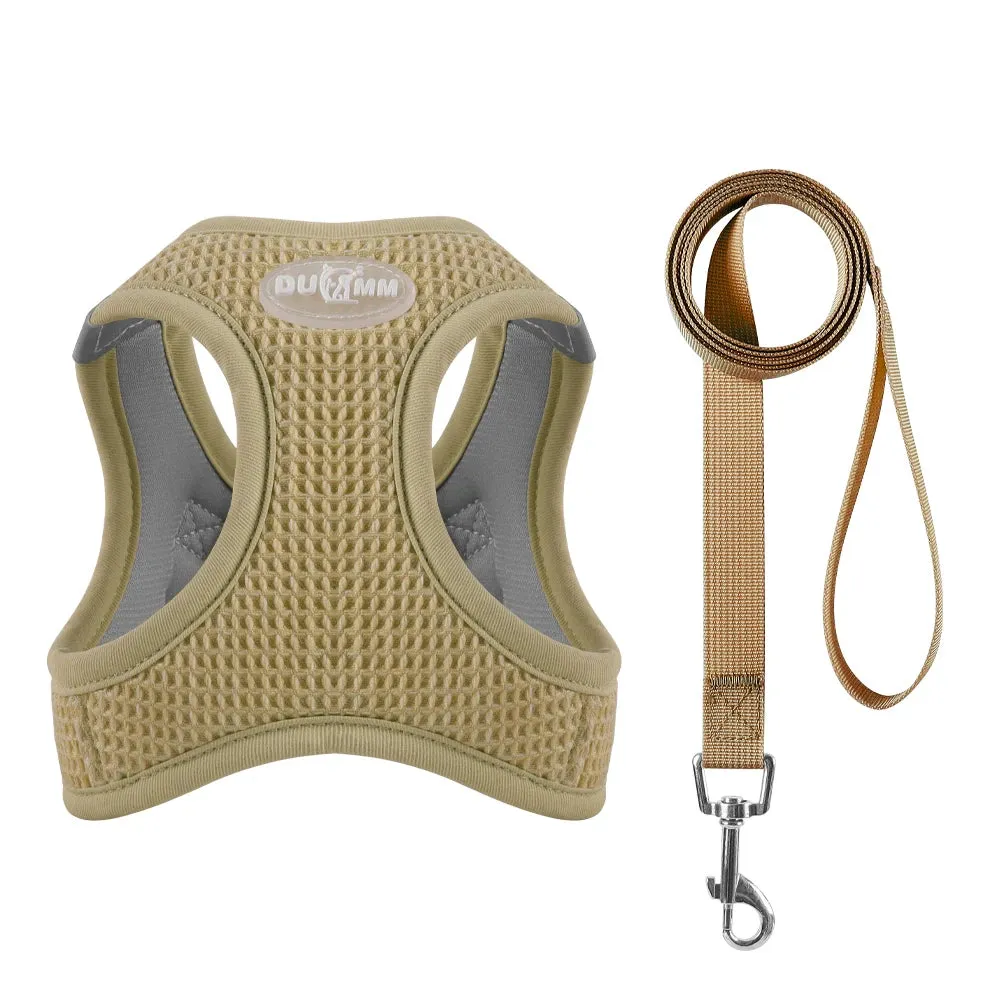 Breathable Waffle Fabric Pet Harness and Leash Set for Small to Medium Dogs and Cats