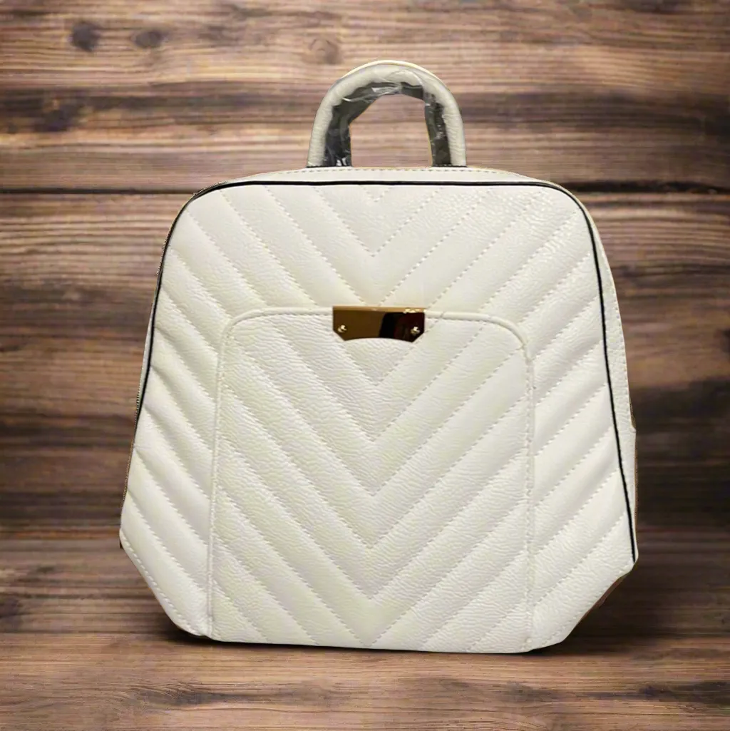 Chevron Quilted Backpack Purse Set