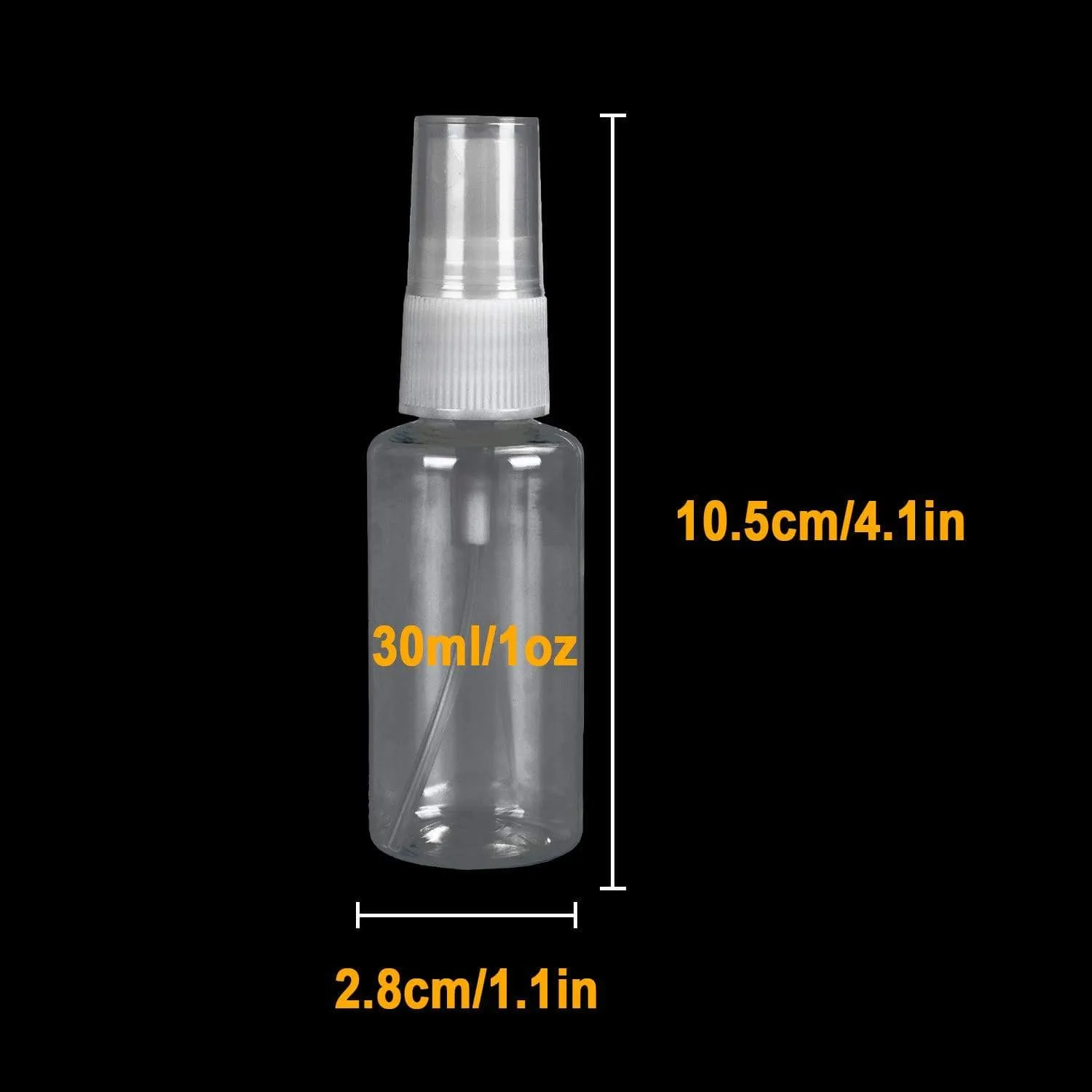 Clear plastic mist spray bottle, 30mL