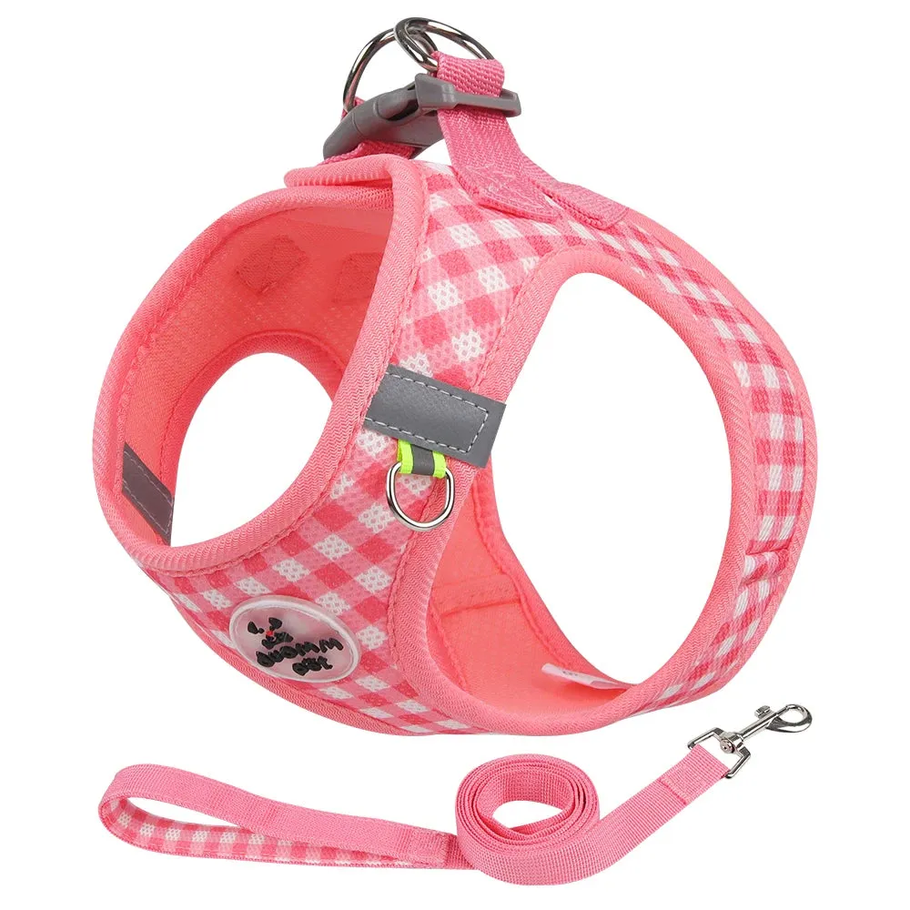 Comfortable Reflective Pet Harness and Leash Set for Small to Medium Dogs and Cats