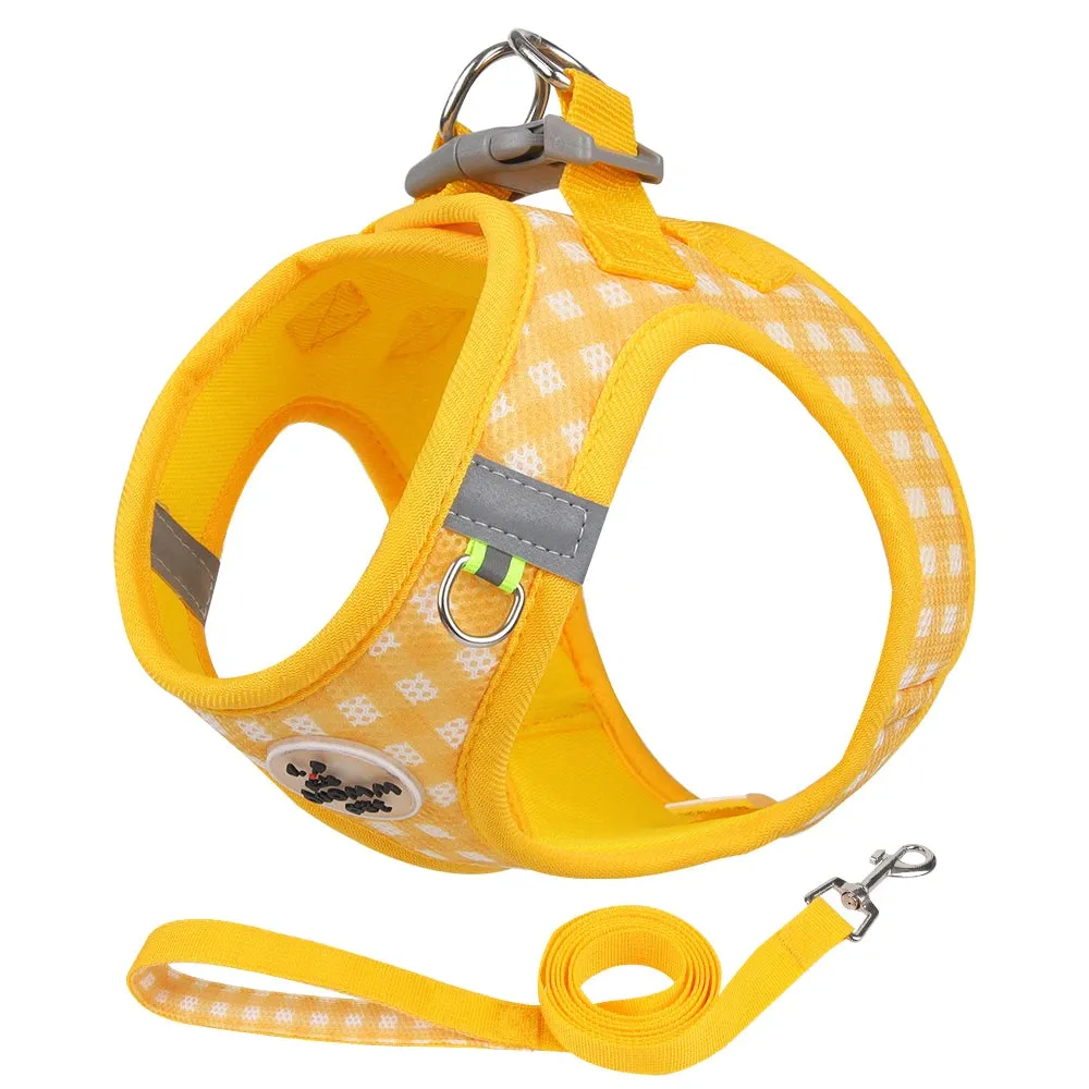 Comfortable Reflective Pet Harness and Leash Set for Small to Medium Dogs and Cats