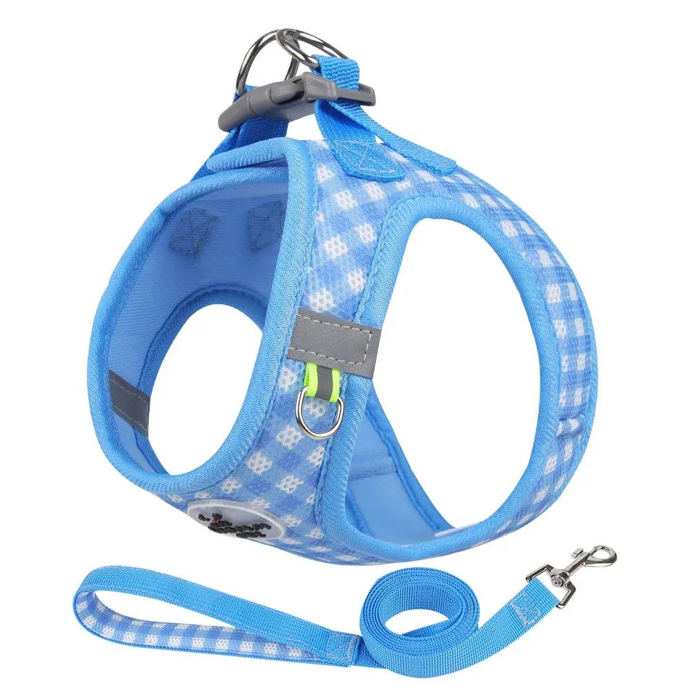 Comfortable Reflective Pet Harness and Leash Set for Small to Medium Dogs and Cats