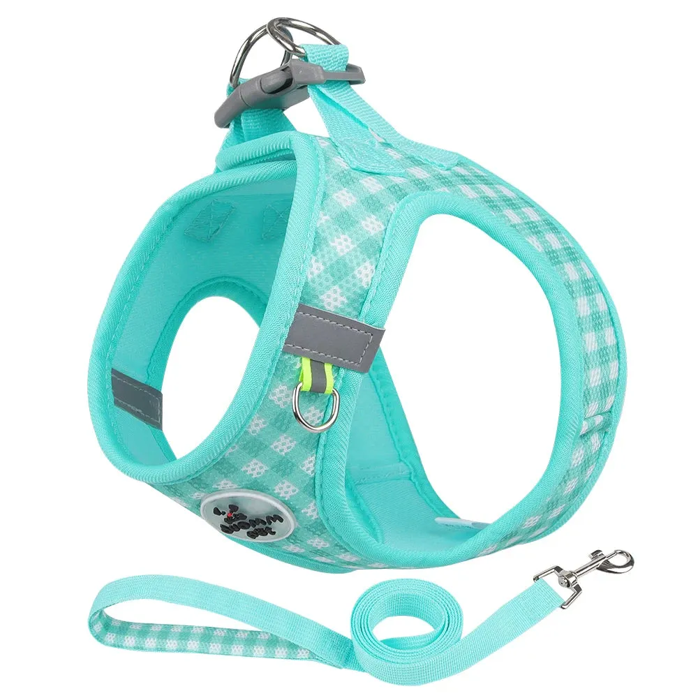 Comfortable Reflective Pet Harness and Leash Set for Small to Medium Dogs and Cats