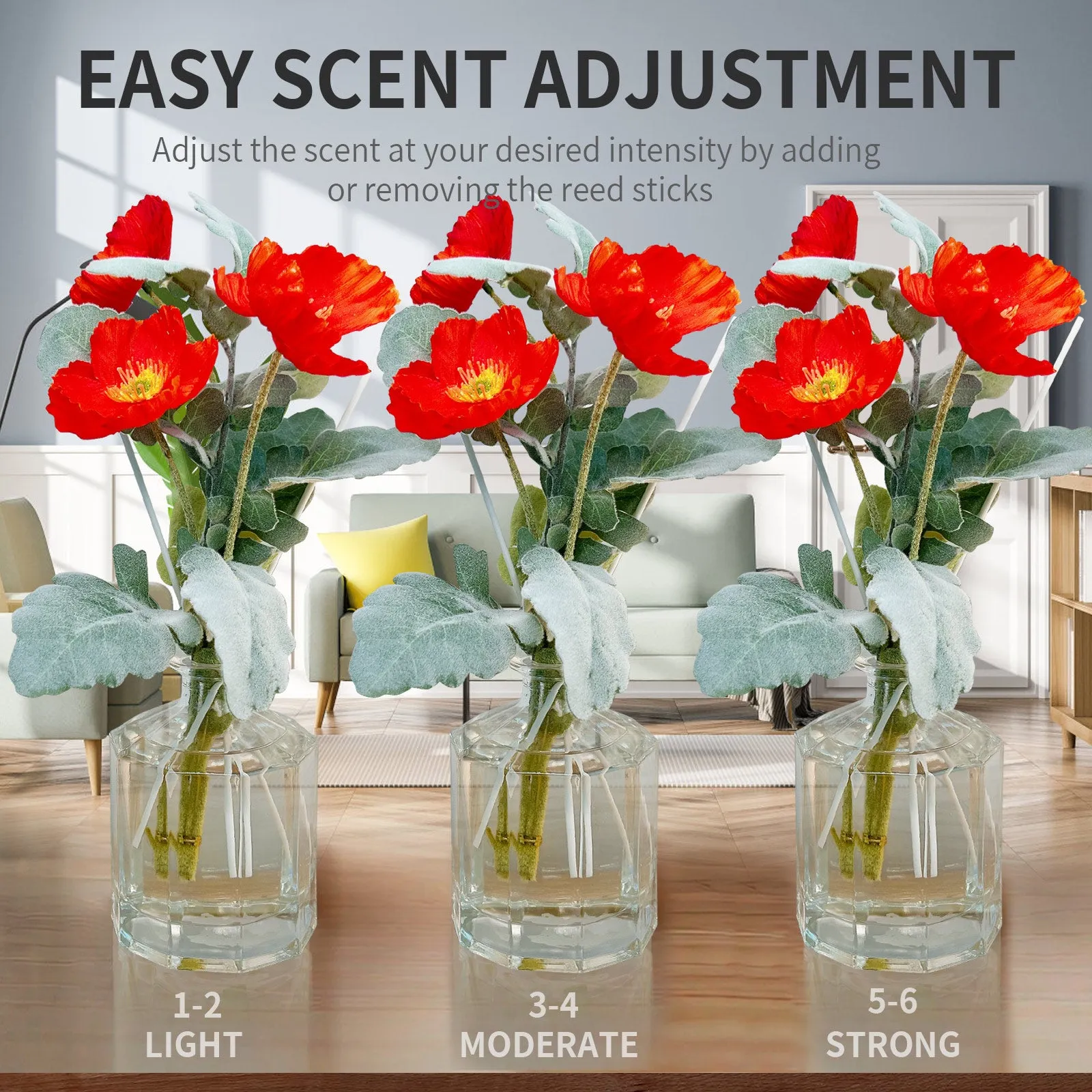 Crystal Glass Flower Reed Diffuser for Home Fragrance, Serena Air Freshener (280ml)