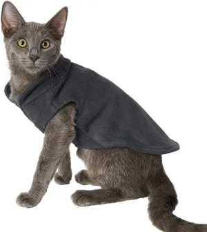 DroolingDog Cat Sweater Pet Sweaters Fleece Vest for Cats Clothes for Cat Only Warm Winter Coat, Large, Black