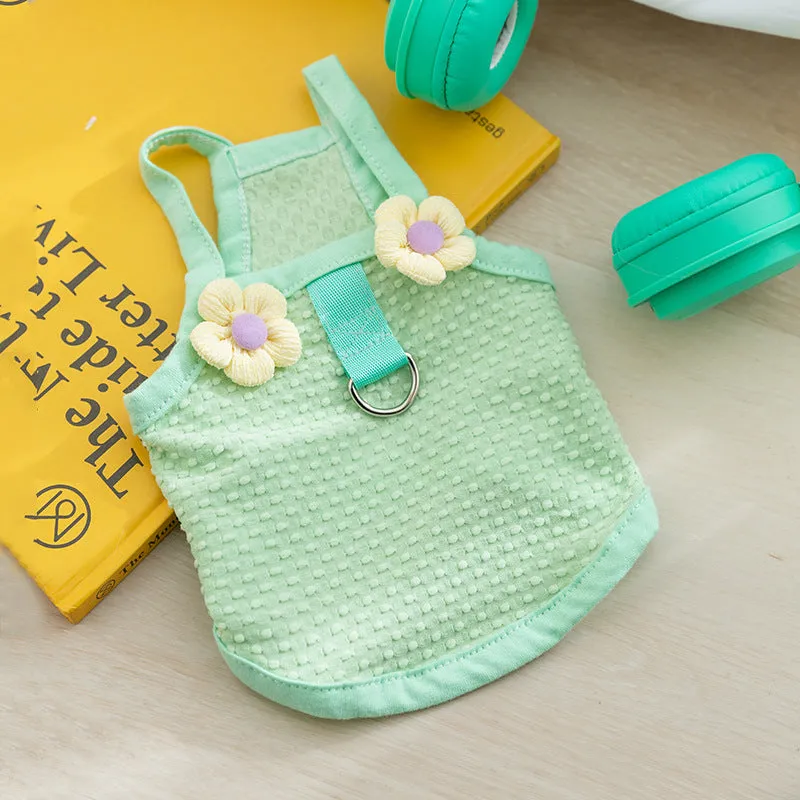 Flower Decor Breathable Dog Cat Vest Harness