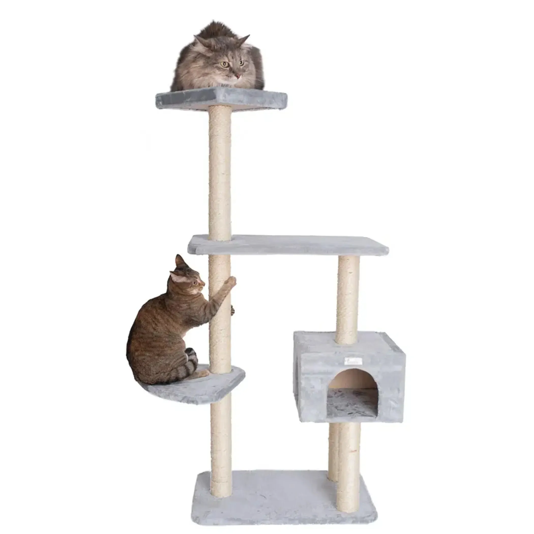 GleePet 57-Inch Cat Tree Real Wood Climbing Perch Gray