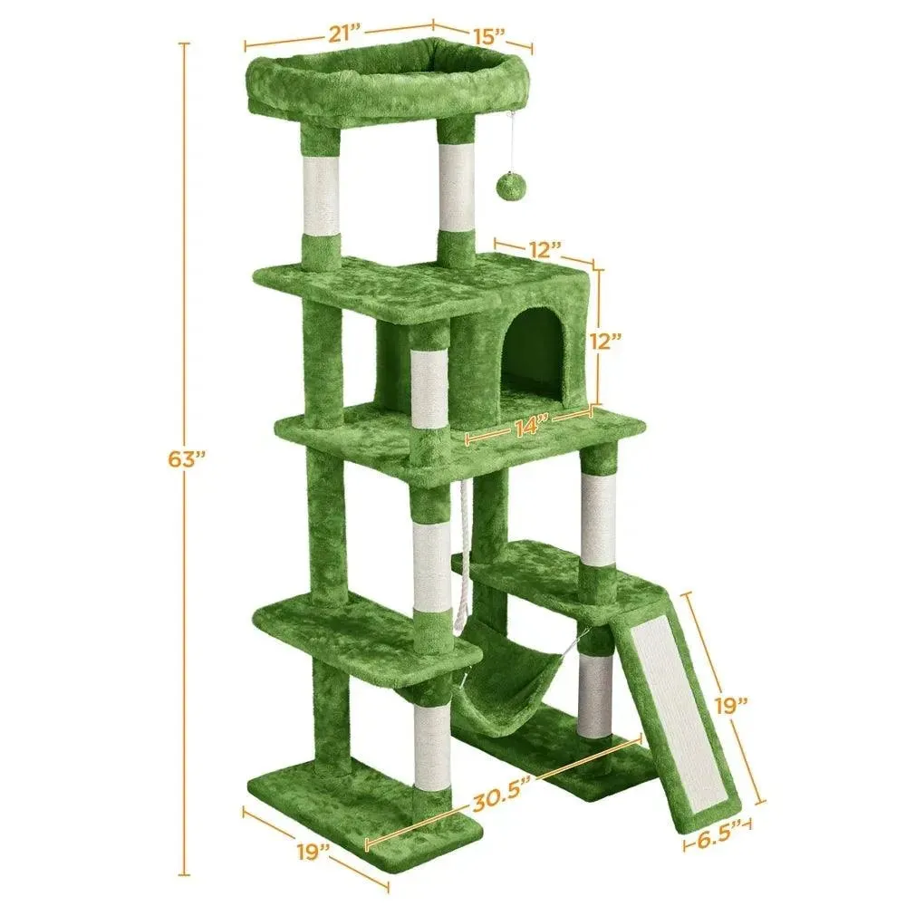 Green Cat Tree with Hammock