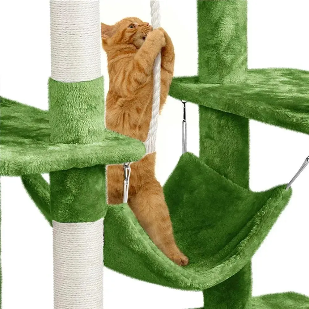 Green Cat Tree with Hammock