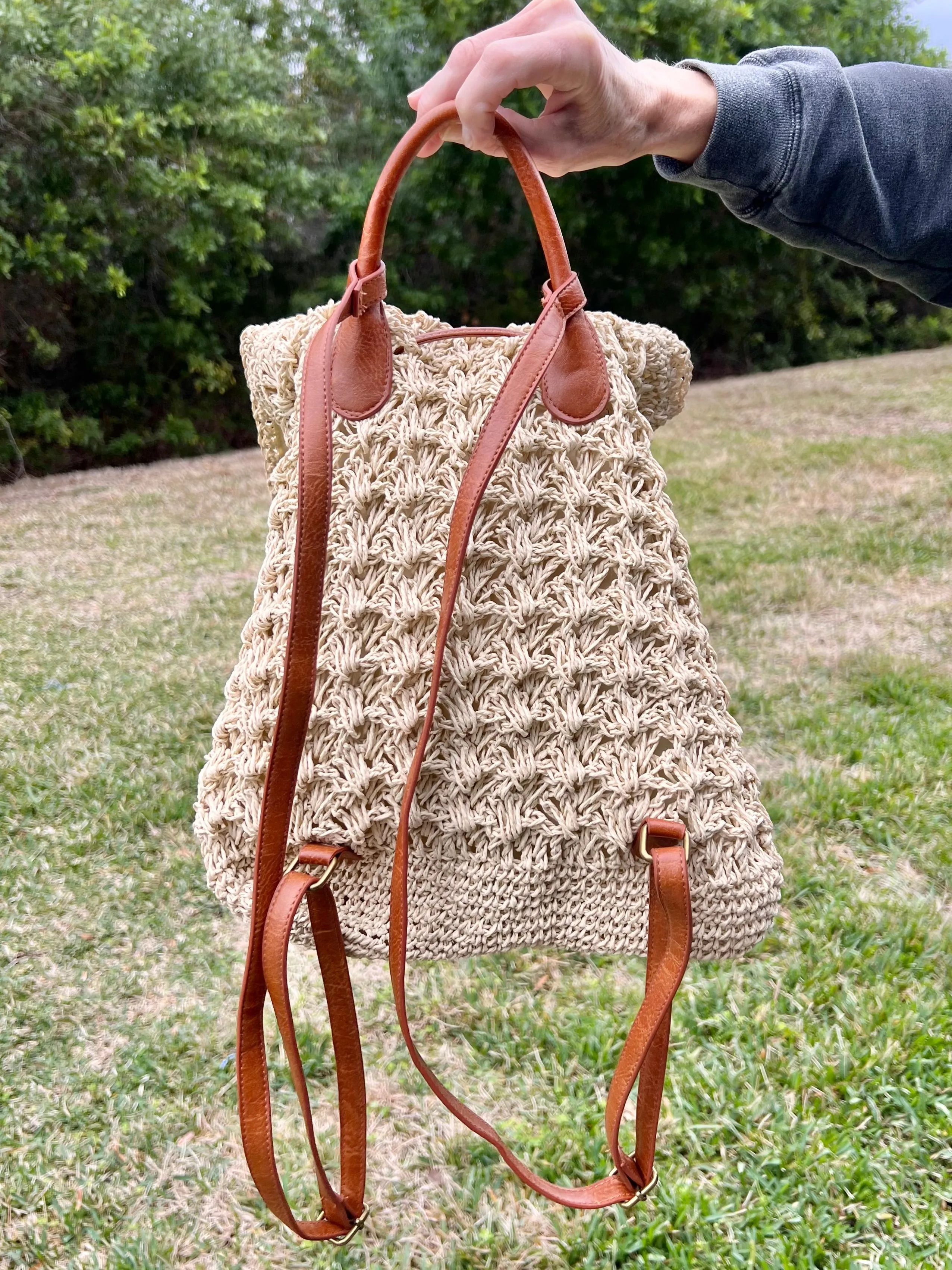 KAIA STRAW BACKPACK IN IVORY