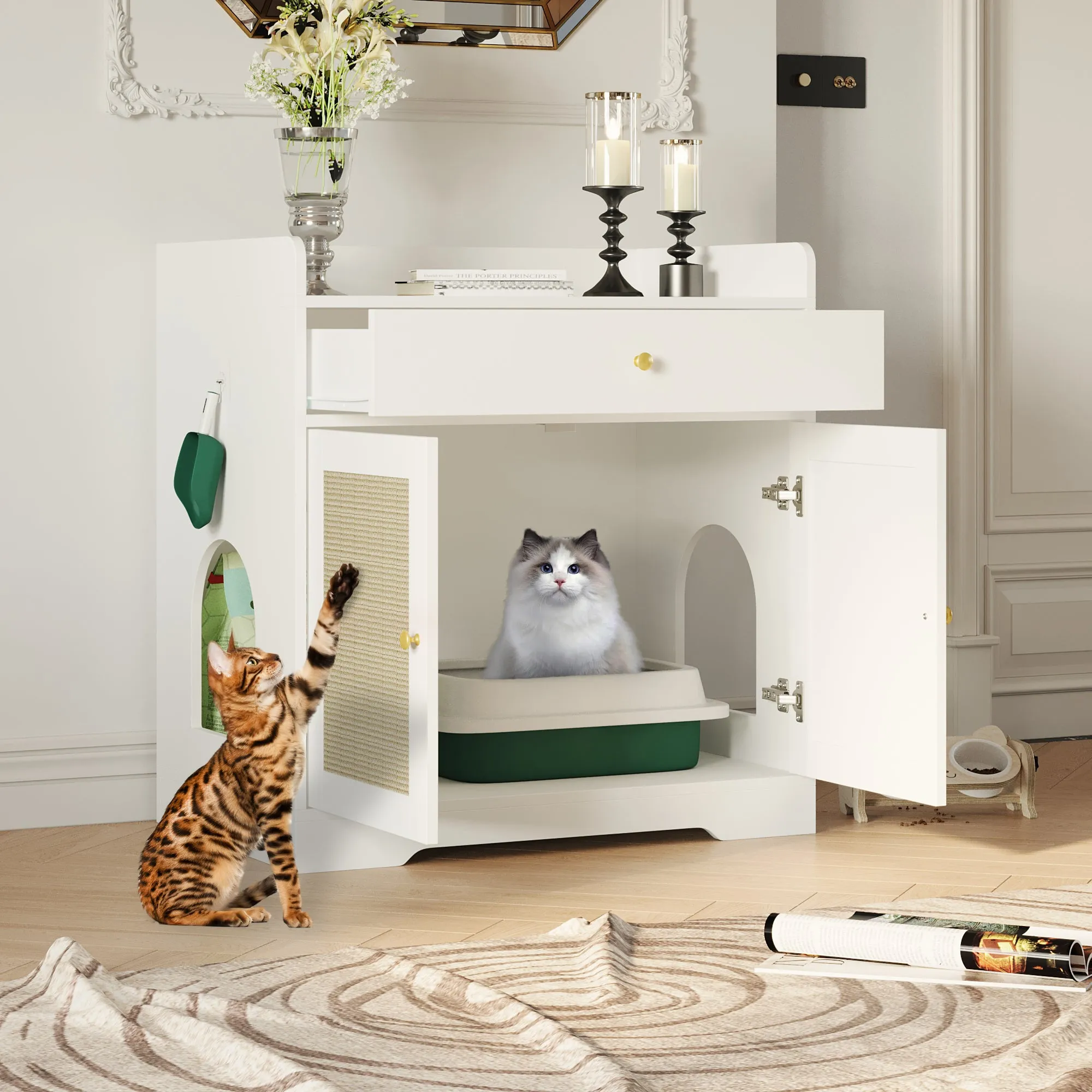 Litter Box Enclosure With Sisal Doors