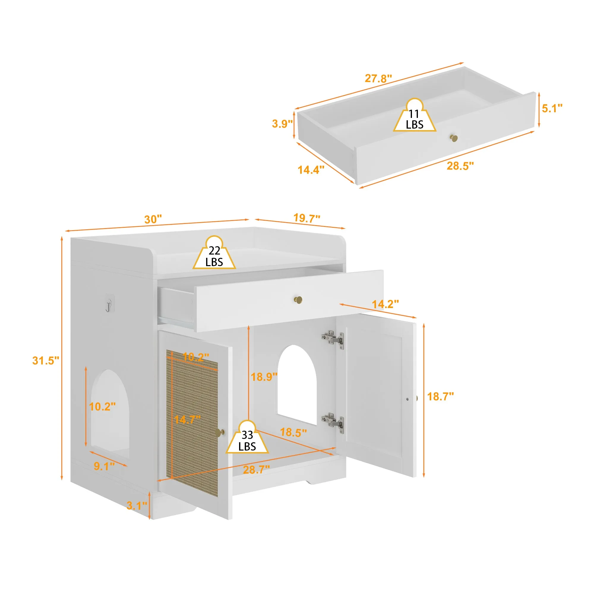 Litter Box Enclosure With Sisal Doors