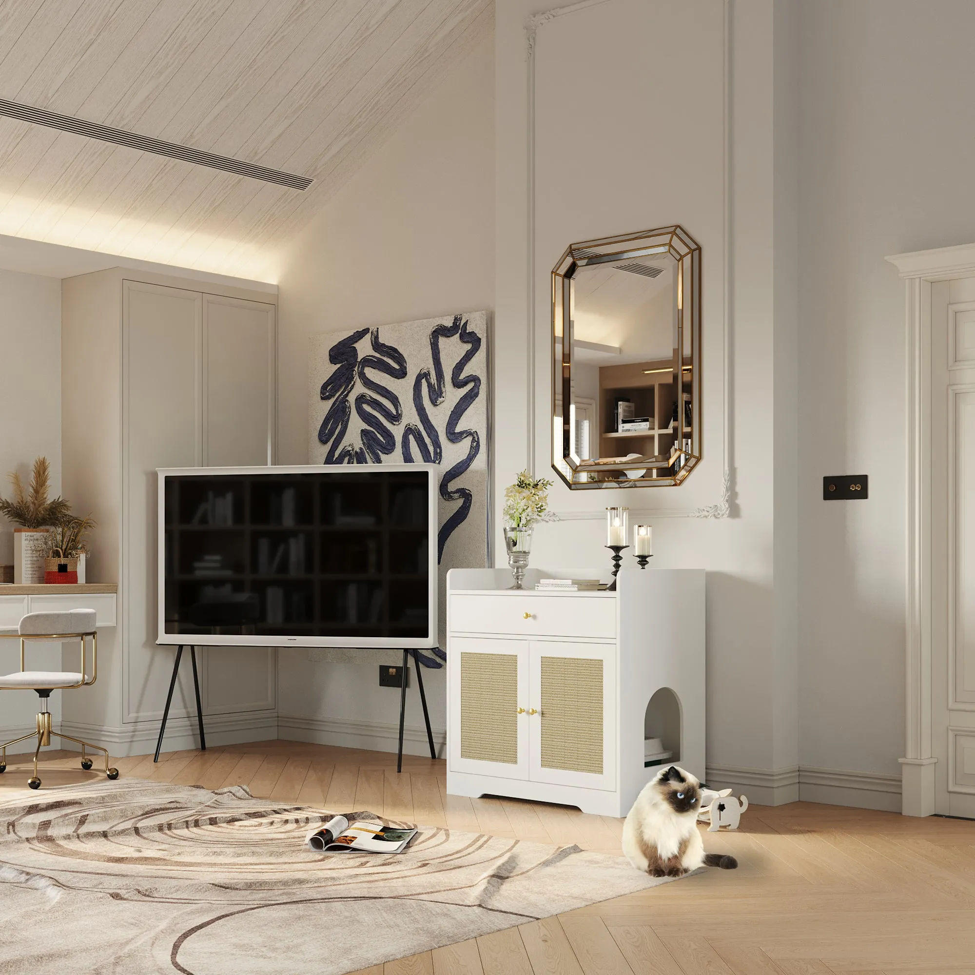 Litter Box Enclosure With Sisal Doors