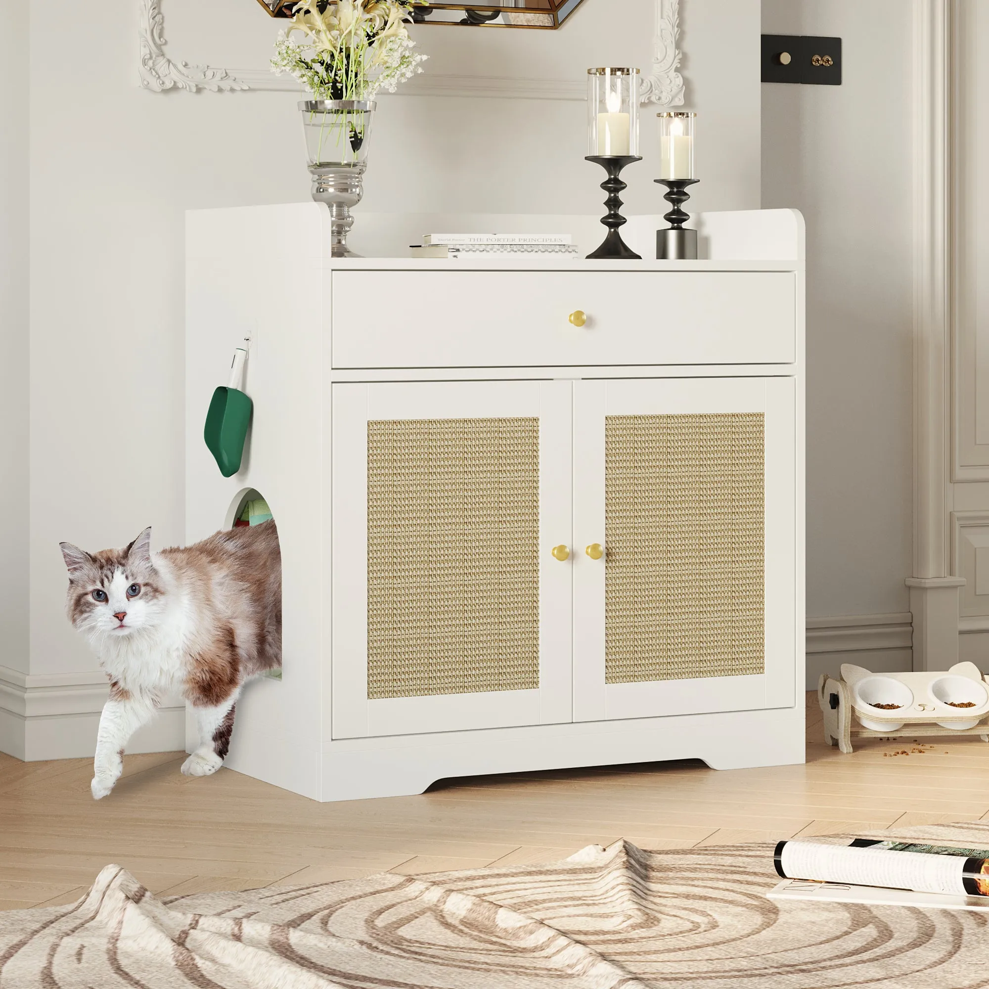 Litter Box Enclosure With Sisal Doors