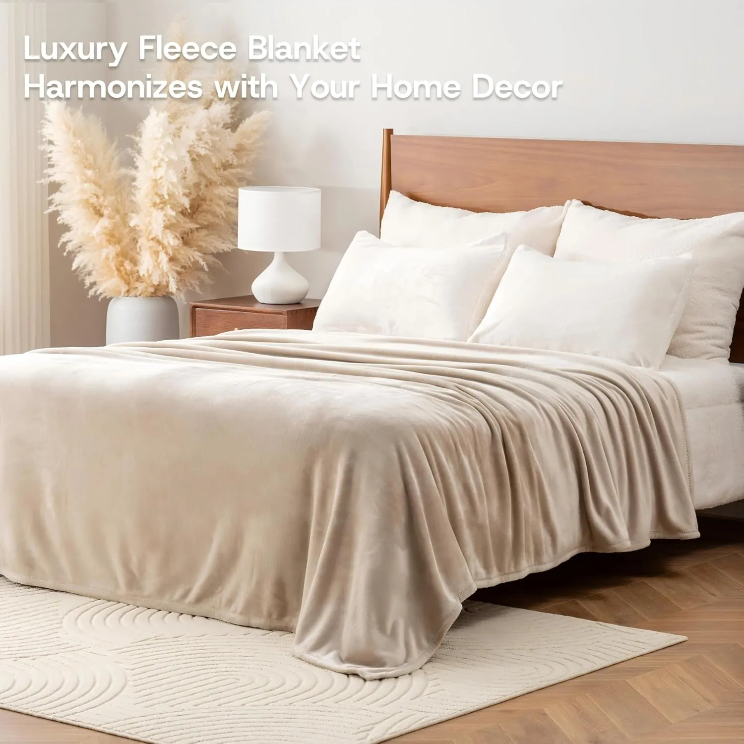 Luxury Fleece Warm Blanket, Soft Lightweight Velvety Plush Blanket for Sofa and Bed, Cozy Comfy for All Seasons(Grain, 10890 Inches)