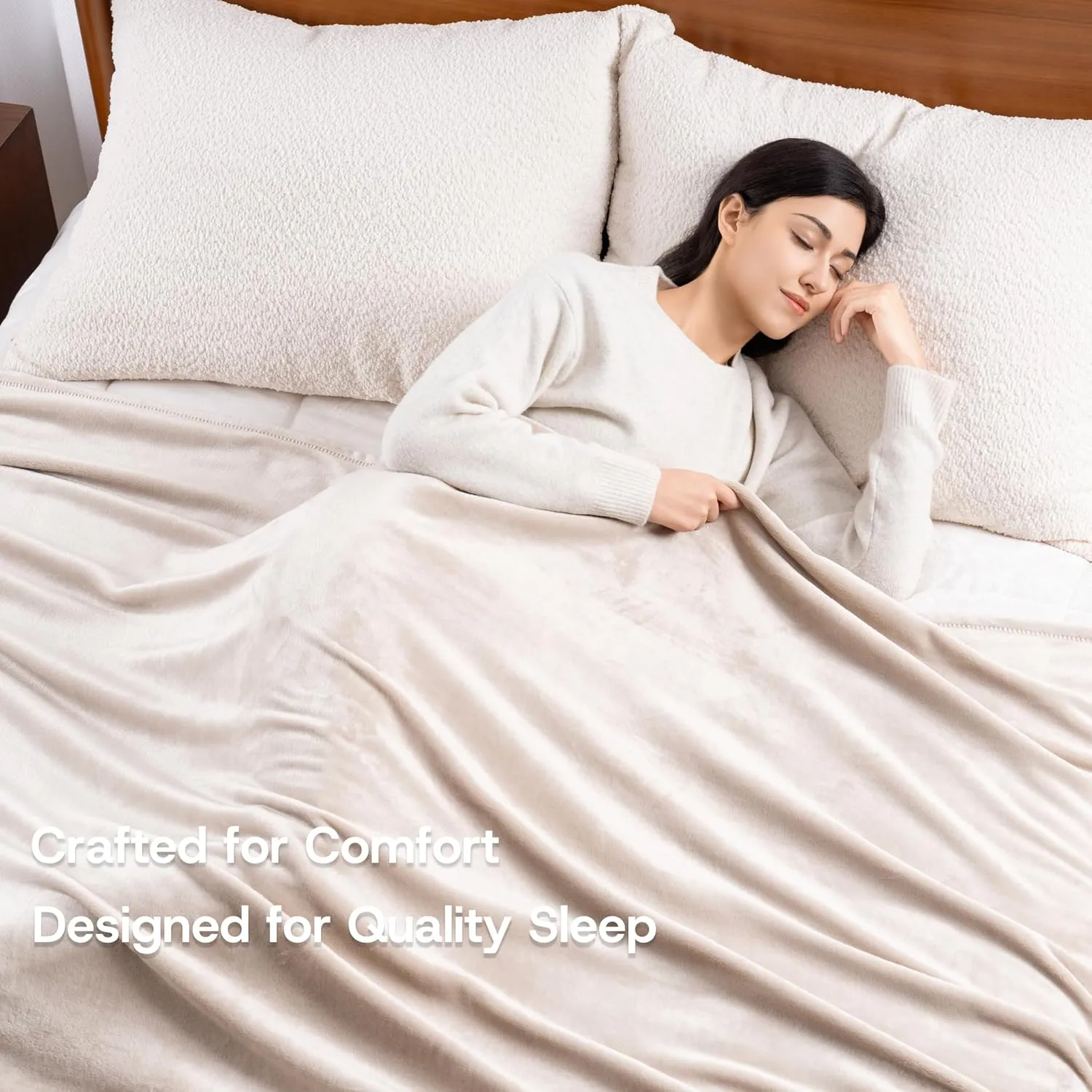 Luxury Fleece Warm Blanket, Soft Lightweight Velvety Plush Blanket for Sofa and Bed, Cozy Comfy for All Seasons(Grain, 10890 Inches)