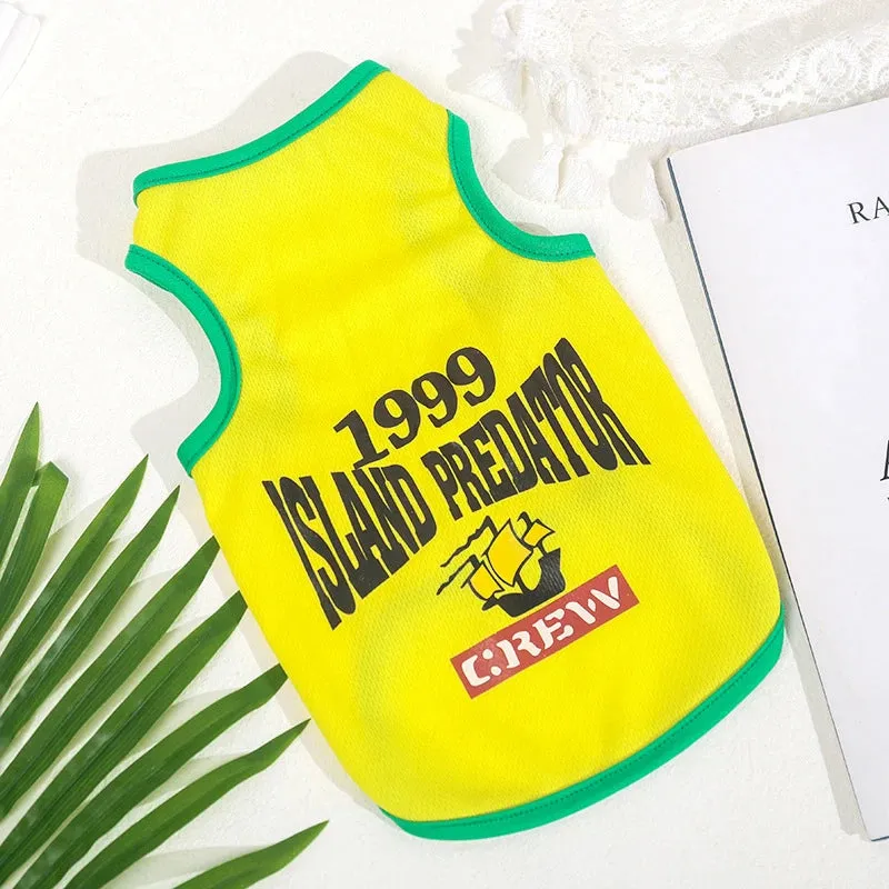 Mesh Breathable Summer Pet Dog Clothes - Keep Your Small Pet, Chihuahua, or Cat Cool and Stylish with Sports Fashion - Unisex Letters Printing Cat Vest - Ideal Pet Clothing for a Cool and Fashionable Summer