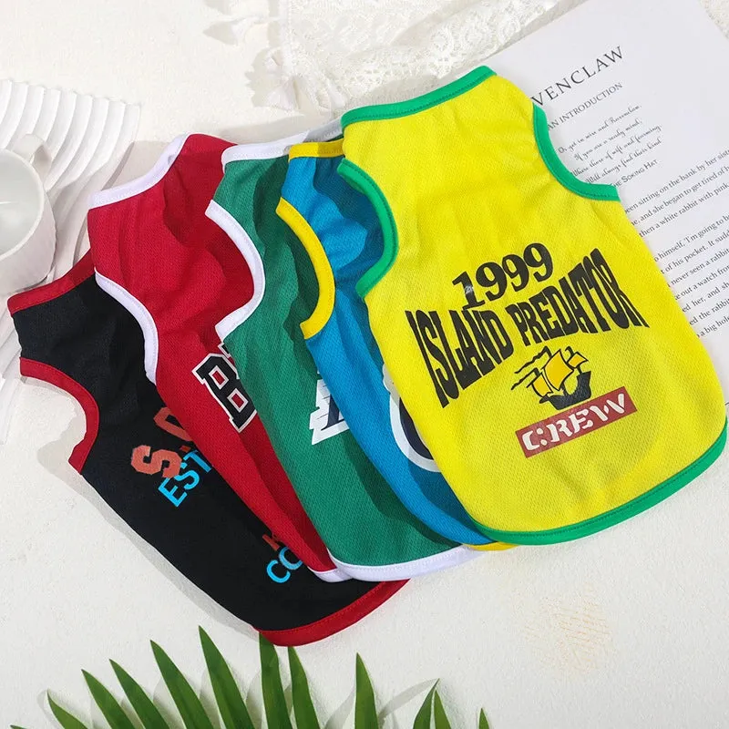 Mesh Breathable Summer Pet Dog Clothes - Keep Your Small Pet, Chihuahua, or Cat Cool and Stylish with Sports Fashion - Unisex Letters Printing Cat Vest - Ideal Pet Clothing for a Cool and Fashionable Summer