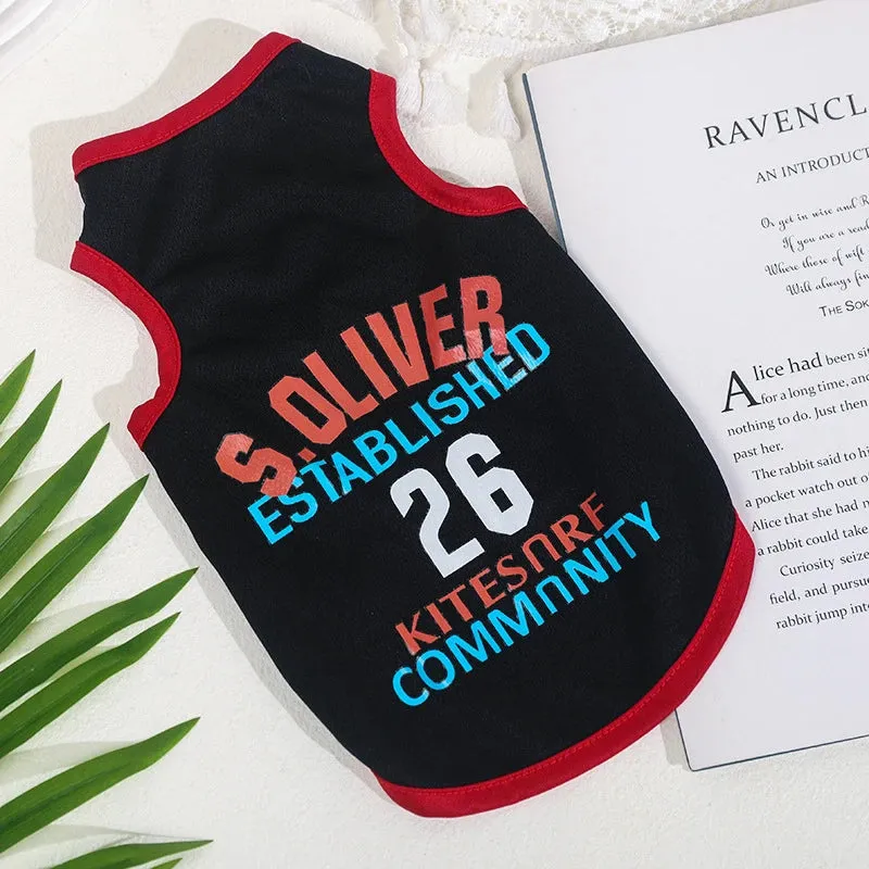 Mesh Breathable Summer Pet Dog Clothes - Keep Your Small Pet, Chihuahua, or Cat Cool and Stylish with Sports Fashion - Unisex Letters Printing Cat Vest - Ideal Pet Clothing for a Cool and Fashionable Summer