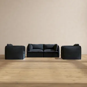 Modular Performance 2-Seater Sofa   Armchair Set in Indigo | Relaxed Blend