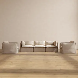 Modular Performance 3-Seater Sofa   Armchair Set in Oat | Deluxe Blend