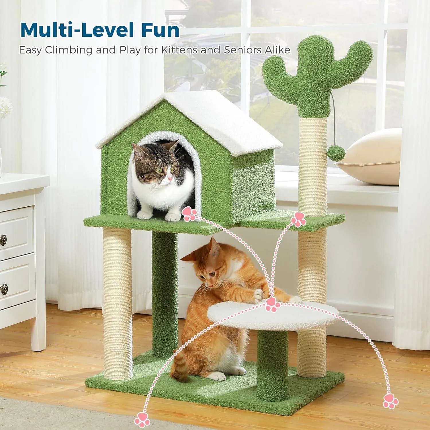 Multi-Level Indoor Cat Tree with Perch & Ball & Scratching Posts