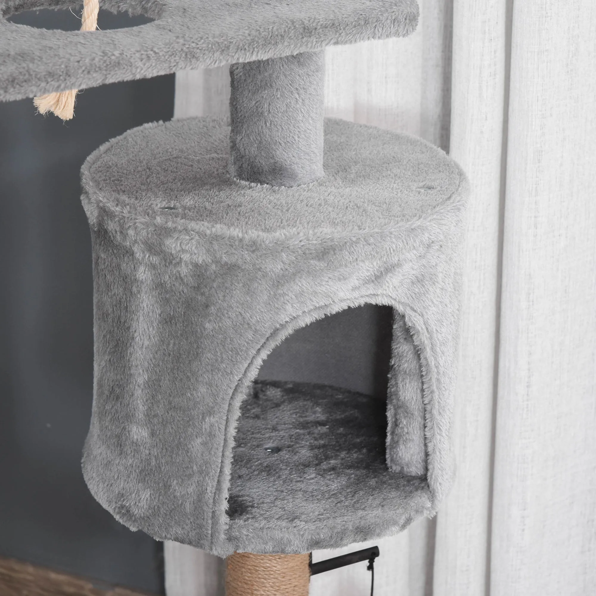 PawHut Cat Tree Climbing Kitten Activity Center 48 x 48 x 120cm Light Grey