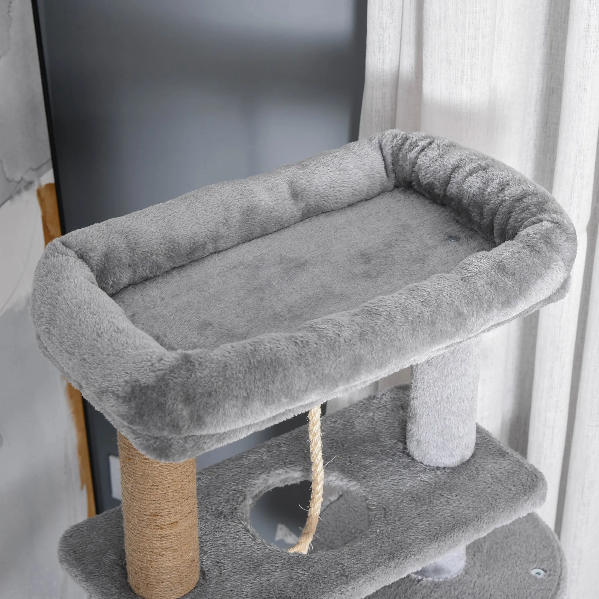 PawHut Cat Tree Climbing Kitten Activity Center 48 x 48 x 120cm Light Grey