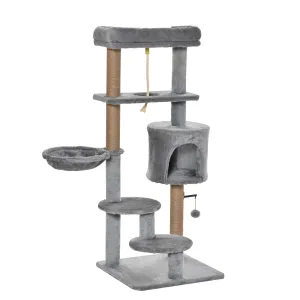 PawHut Cat Tree Climbing Kitten Activity Center 48 x 48 x 120cm Light Grey